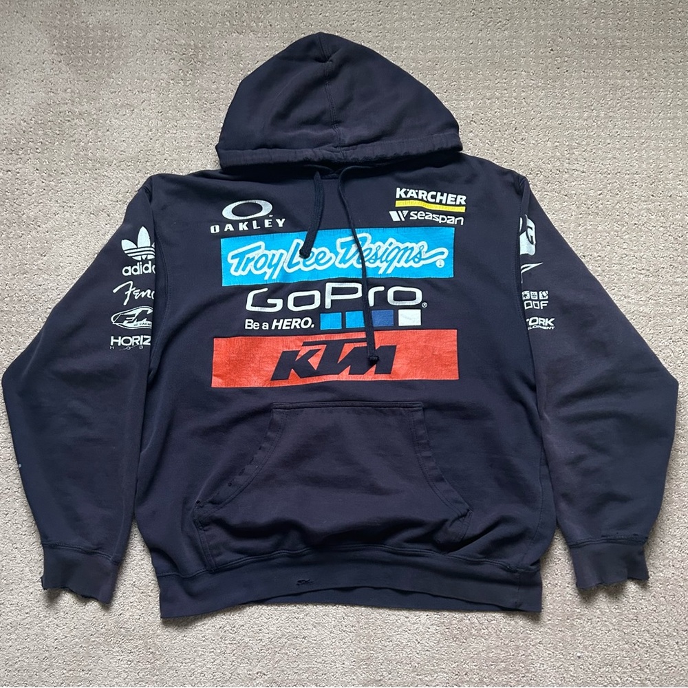 Black Hoodie with Multiple Logos